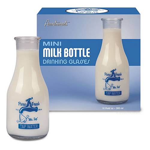 Mr. Tap Mini Milk Bottle Drinking Glass 2-Pack